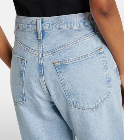 Agolde Crossed Denim Wide Leg Pants In Denim Light Blue