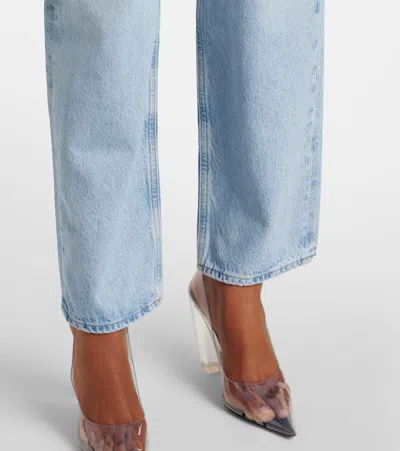 Agolde Crossed Denim Wide Leg Pants In Denim Light Blue