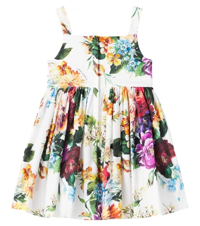 Dolce & Gabbana Flower-print Poplin Dress In Multi