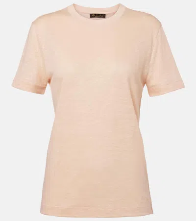 Loro Piana Gargano Linen Short-sleeve T-shirt In Pink