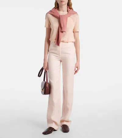 Loro Piana Gargano Linen Short-sleeve T-shirt In Pink