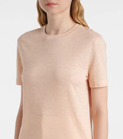 Loro Piana Gargano Linen Short-sleeve T-shirt In Pink