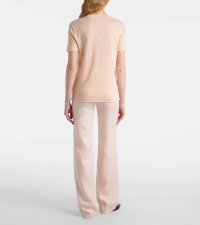 Loro Piana Gargano Linen Short-sleeve T-shirt In Pink