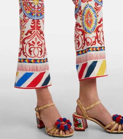 Dolce & Gabbana Cropped Printed Silk-blend Flared Pants In Multi