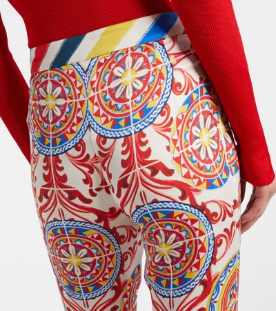 Dolce & Gabbana Cropped Printed Silk-blend Flared Pants In Multi