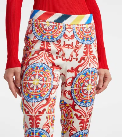 Dolce & Gabbana Cropped Printed Silk-blend Flared Pants In Multi