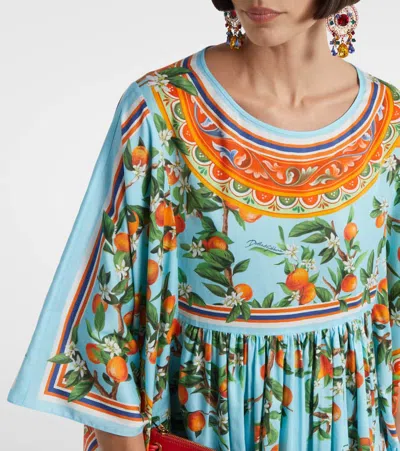Dolce & Gabbana Printed Cotton Kaftan In Multi