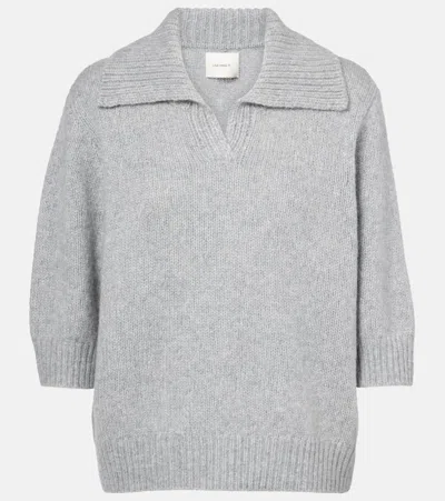 Lisa Yang Lailai Cashmere And Silk-blend Polo Sweater In Gray
