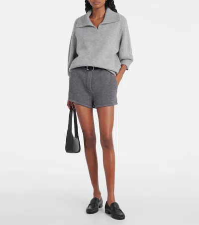 Lisa Yang Lailai Cashmere And Silk-blend Polo Sweater In Gray
