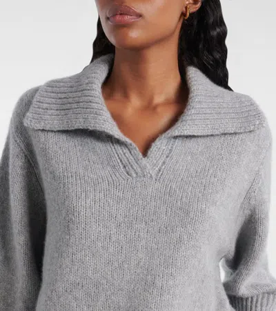 Lisa Yang Lailai Cashmere And Silk-blend Polo Sweater In Gray