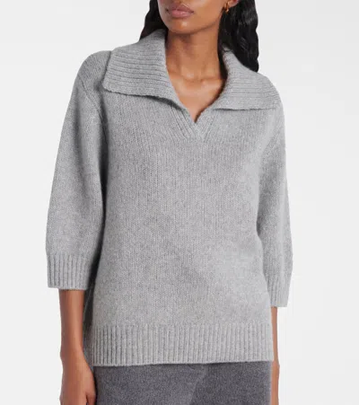 Lisa Yang Lailai Cashmere And Silk-blend Polo Sweater In Gray
