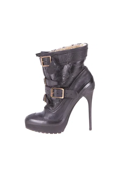 Ar25 Burberry Shearling Heeled Moto Boots