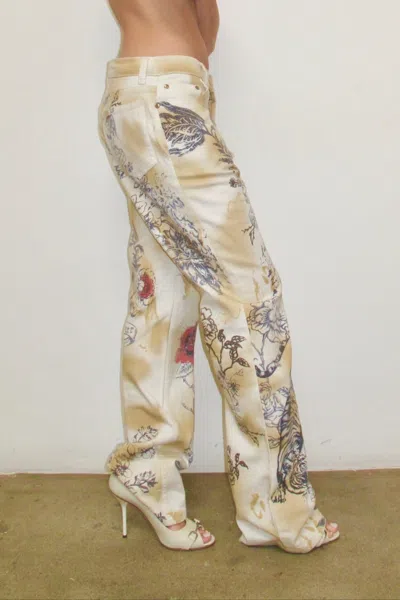 Ar25 Roberto Cavalli Tattoo Print Jeans