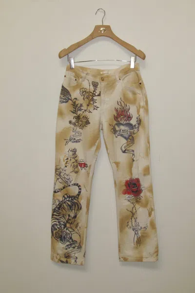 Ar25 Roberto Cavalli Tattoo Print Jeans
