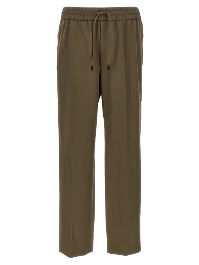 Brioni 'asolo' Trousers Featuring Elastic Waistband In Brown