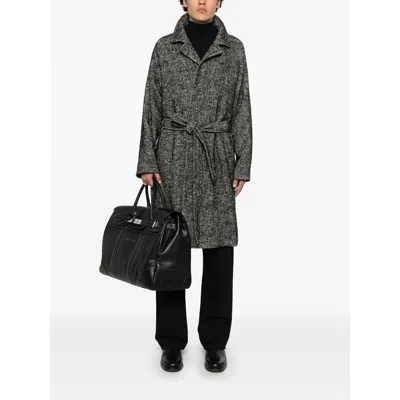 Tagliatore Herringbone Pattern Mid-length Coat Belted
