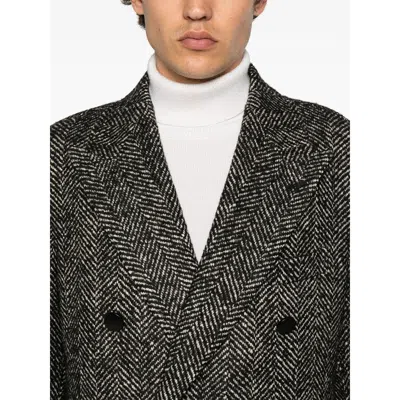 Shop Tagliatore Black  White Coats