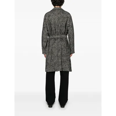 Tagliatore Herringbone Pattern Mid-length Coat Belted