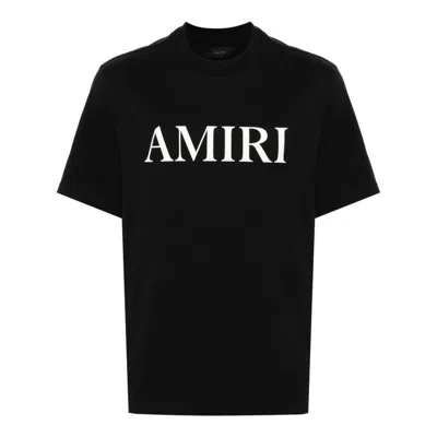 Amiri Black Crewneck T-shirt With Logo Lettering Print On The Front In Cotton Man