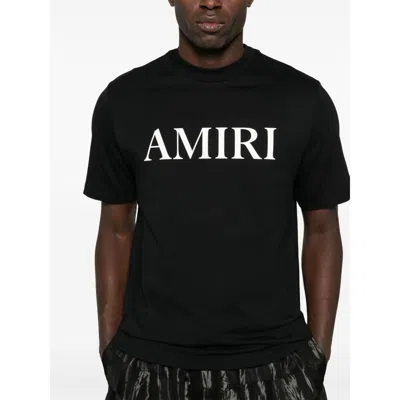 Amiri Black Crewneck T-shirt With Logo Lettering Print On The Front In Cotton Man