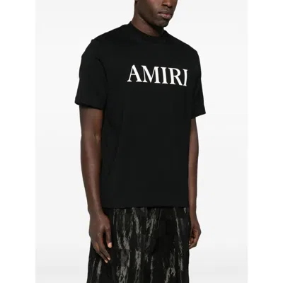 Amiri Black Crewneck T-shirt With Logo Lettering Print On The Front In Cotton Man
