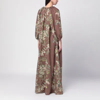 Bernadette Georgio Draped Floral-print Linen Maxi Dress