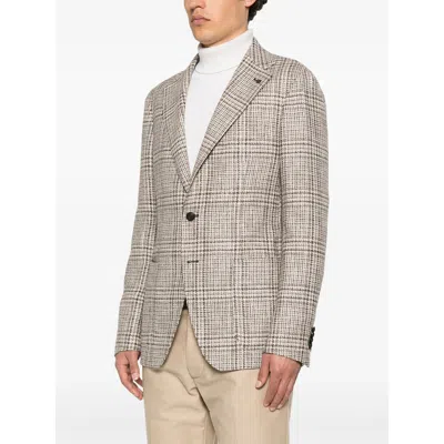 Tagliatore Embroidered Lapel Wool Blend Jacket