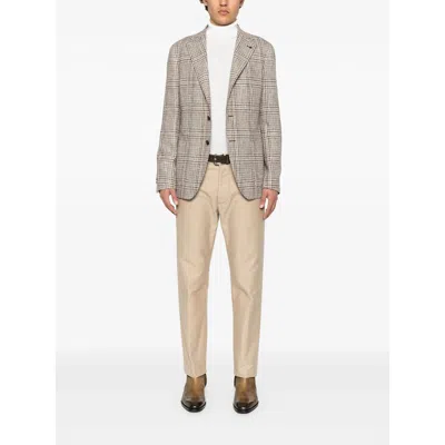 Tagliatore Embroidered Lapel Wool Blend Jacket