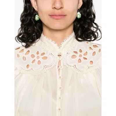 Zimmermann Cream Ramie Coco Embroidered Blouse