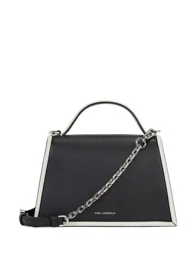 Karl Lagerfeld Signature Leather Top-handle Bag In Schwarz