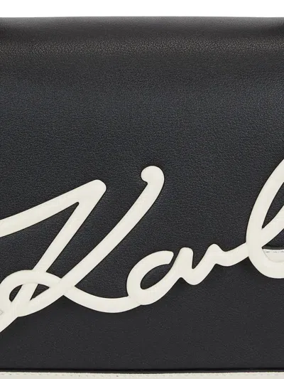 Karl Lagerfeld Signature Leather Top-handle Bag In Schwarz