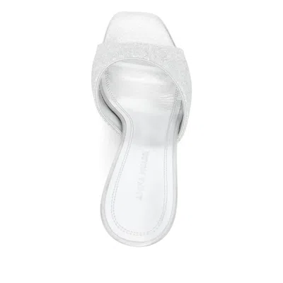Amina Muaddi Lupita Crystal 95 Silver Satin In Multi