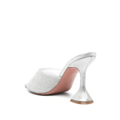 Amina Muaddi Lupita Crystal 95 Silver Satin In Multi