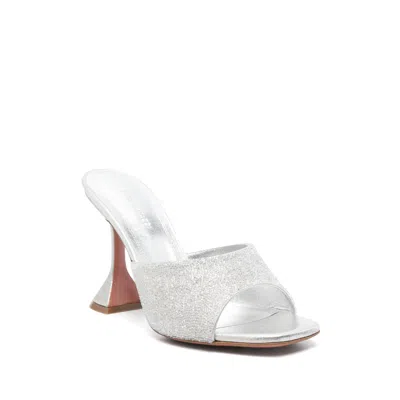 Amina Muaddi Lupita Crystal 95 Silver Satin In Multi