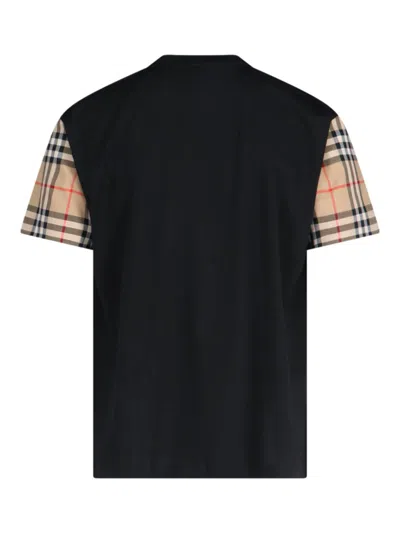 Burberry Check Motif Cotton T-shirt In Black