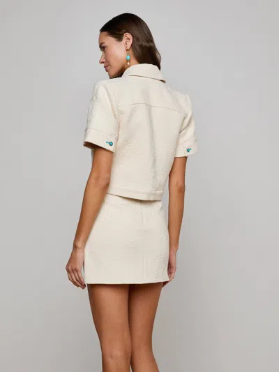 L Agence Chita Floral Embossed Short-sleeve Jacket In Neutral