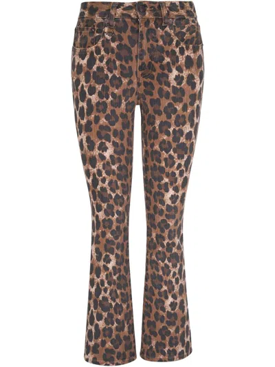 R13 Kick Fit Cropped Leopard-print Mid-rise Flared Jeans In Animal Print