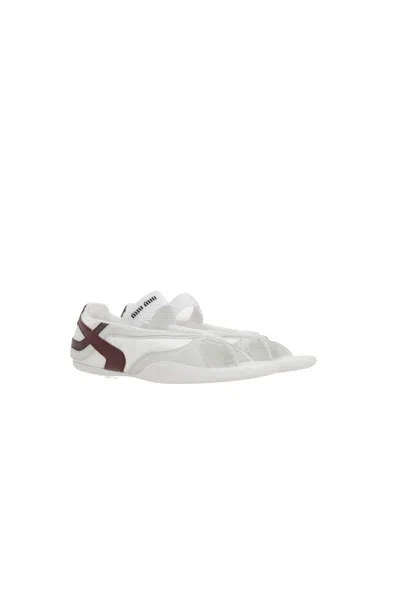 Miu Miu Fabric And Suede Gymnasium Ballet Flats
