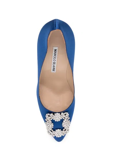 Manolo Blahnik Satin Hangisi 105 Pumps With Jewel Embellishment
