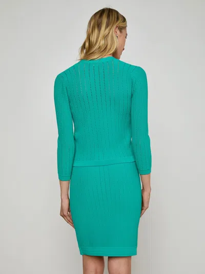 L Agence Irvin Pointelle Cropped Cardigan In Green
