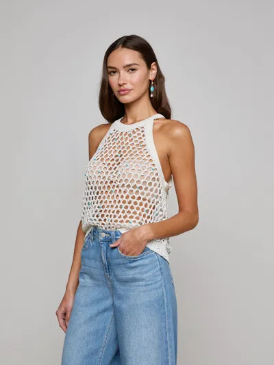 L Agence Parmida Embellished Openwork Knit Tank Top