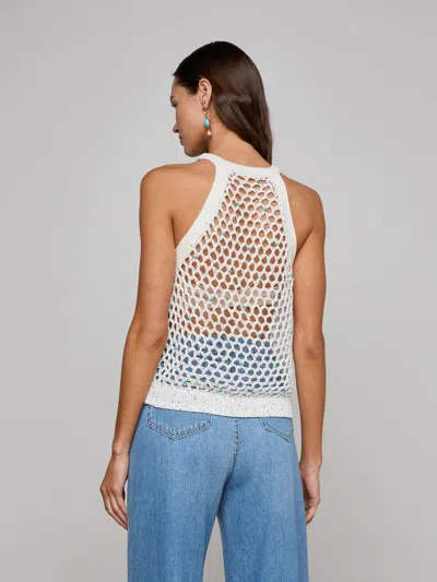 L Agence Parmida Embellished Openwork Knit Tank Top
