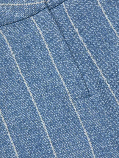 L Agence Pilar Pinstripe Wide Pant In Sky Blue White In Blue