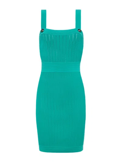 L Agence Rehannin Pointelle Knit Dress In Blue