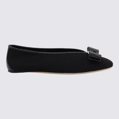 Ferragamo Ballerina Bow Black Var In Black