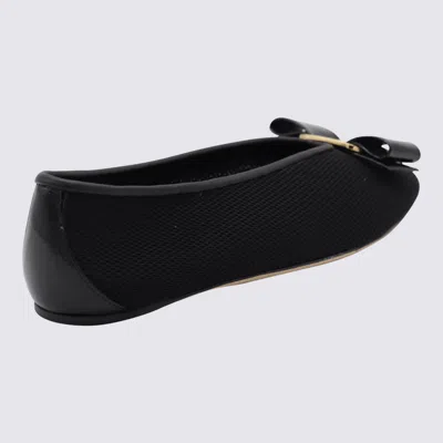 Ferragamo Ballerina Bow Black Var In Black
