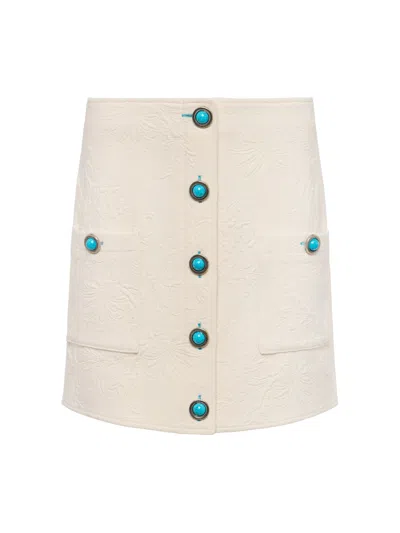 L Agence Truman Floral Embossed Mini Skirt In Neutral