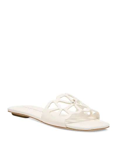 Stuart Weitzman Jasmine Leather Cutout Flat Slide Sandals
