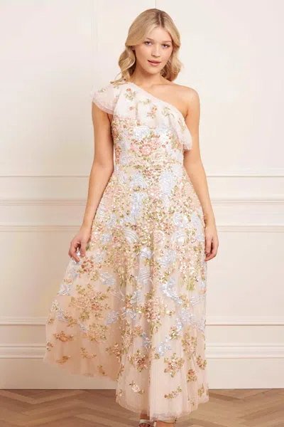 Needle & Thread Baroque Floral One-shoulder Ankle Gown