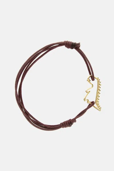 Aliita 9k Yellow Gold Dino Cord Bracelet In Brown